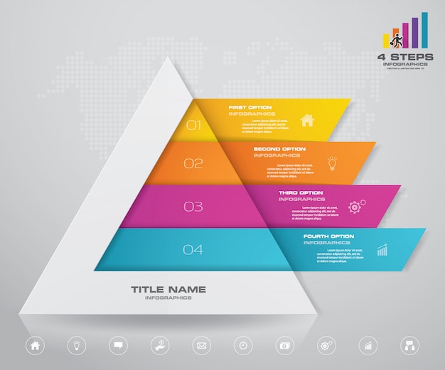 Vector pyramid with free space for text on each level.