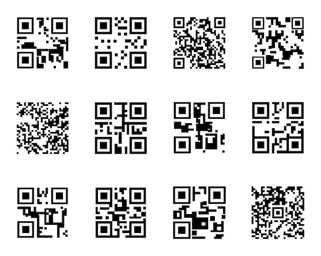 Vector qr code icon collection in black scan me code template digital scanning qr code qr code sample for smartphone scanning technology qr code icons