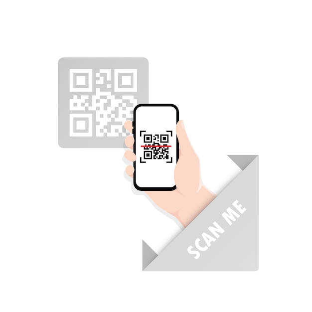 Vector qr code scanning or capture mobile phone. scan me. read bar code, mobility, generating app, coding. 