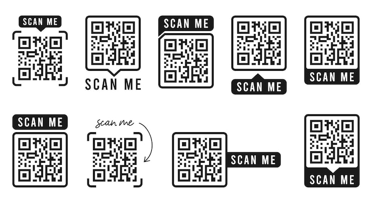 QR code set Template of frames with text  scan me and QR code Quick Response codes Vector