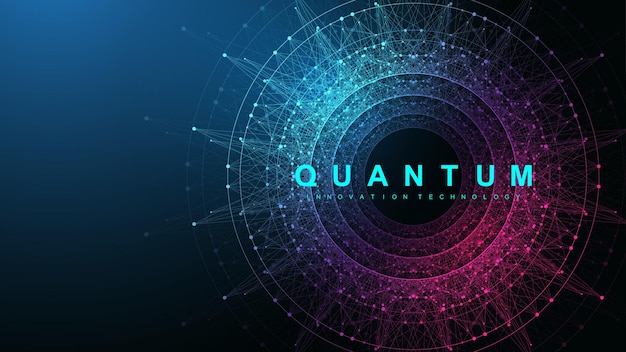 Vector quantum computer innovation technology concept sphere explosion background deep learning artificial intelligence big data algorithms visualization quantum explosion vector illustration