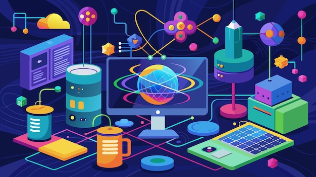 Vector quantum computer programming vector graphics illustration eps source file format lossless scaling ic