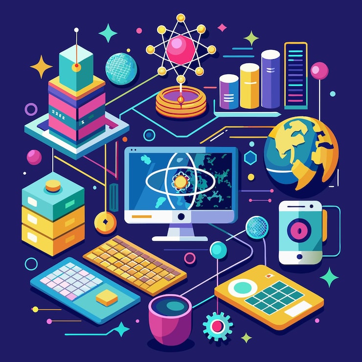 quantum computer programming vector graphics illustration EPS source file format lossless scaling ic