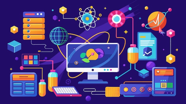 Vector quantum computer programming vector graphics illustration eps source file format lossless scaling ic