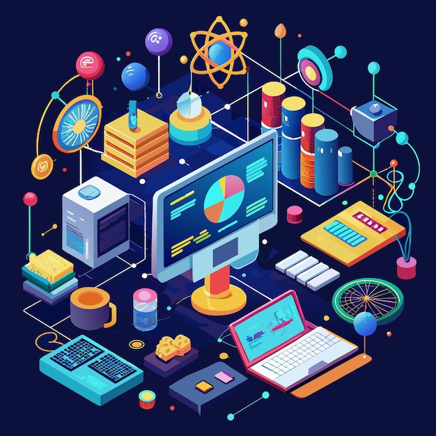 Vector quantum computer programming vector graphics illustration eps source file format lossless scaling ic