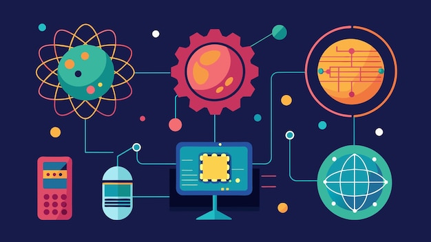 Vector quantum computer programming vector graphics illustration eps source file format lossless scaling ic