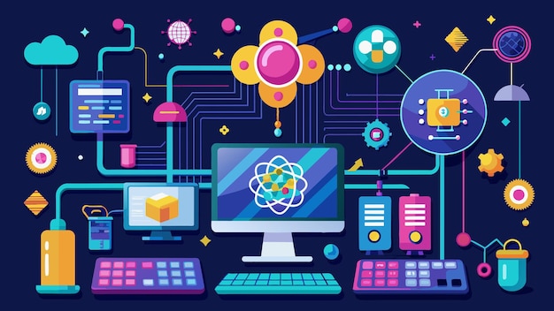 Vector quantum computer programming vector graphics illustration eps source file format lossless scaling ic