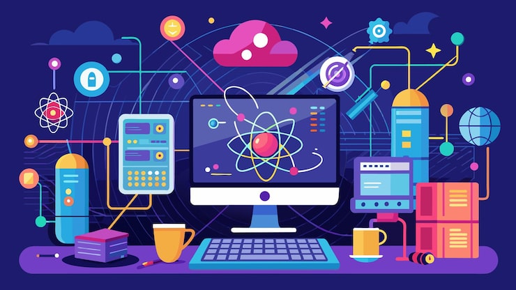 quantum computer programming vector graphics illustration EPS source file format lossless scaling ic