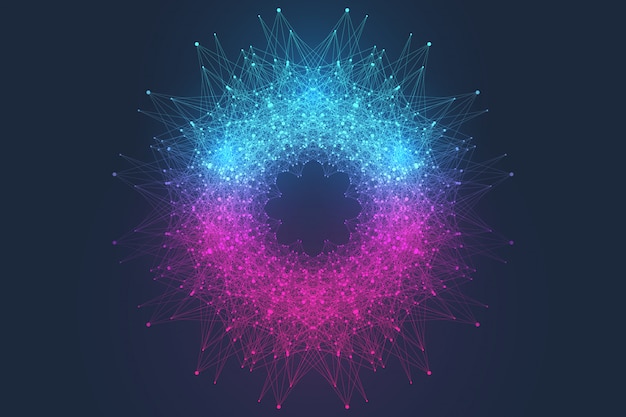 Vector quantum computer technology concept. sphere explosion background. deep learning artificial intelligence. big data algorithms visualization. waves flow. quantum explosion, illustration