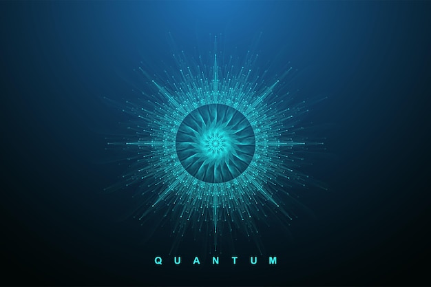 Vector quantum computing concept deep learning artificial intelligence big data algorithms visualization fo