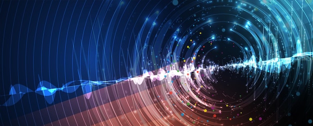 Vector quantum processing deep learning artificial intelligence future new technology for business or science presentation