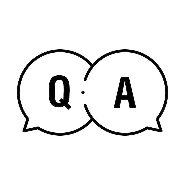 Vector question and answers concept illustration template with big circle speech bubbles with qa letters qustions and answers section icon header image