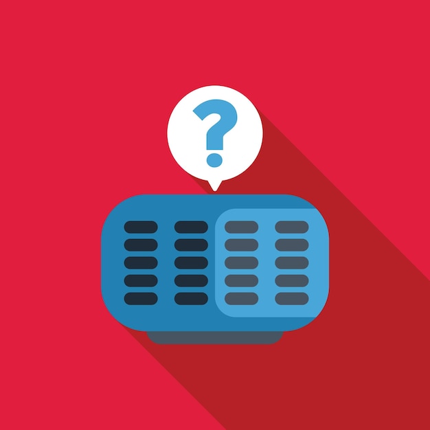 Vector question mark floating above electronic device with buttons