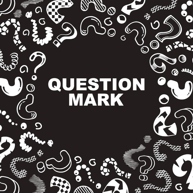 Vector question marks decorative round shape background with question marks and empty hole place with your personal text vector template for print design projects