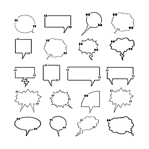 Vector quote box frame set for the great design of speech quotation marks