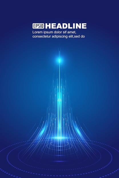 radiating up luminous lines internet technology big data vector background