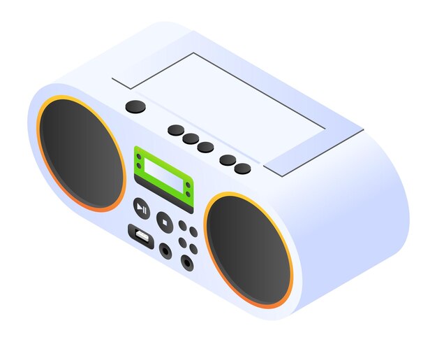 Vector the radio tape recorder isometric style