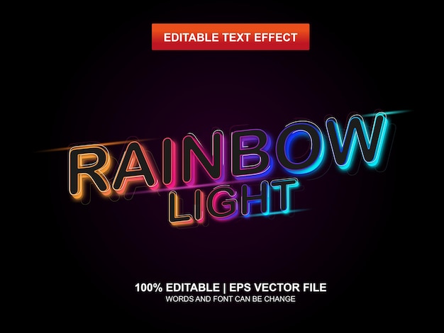 Vector rainbow light text effect