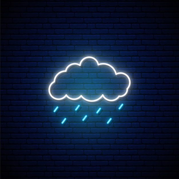 Vector rainy weather neon sign.