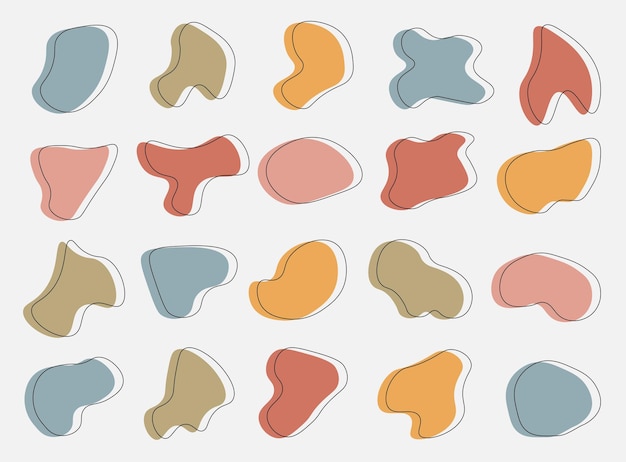 Vector random blobs print black form abstract style design simple rounded doodle drops abstract organic