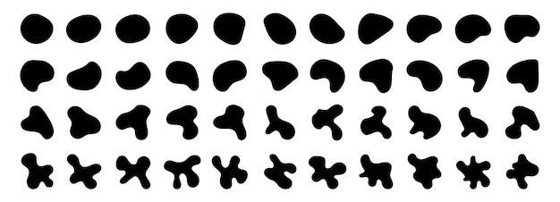 Vector random blobs print black form abstract style design simple rounded doodle drops abstract organic