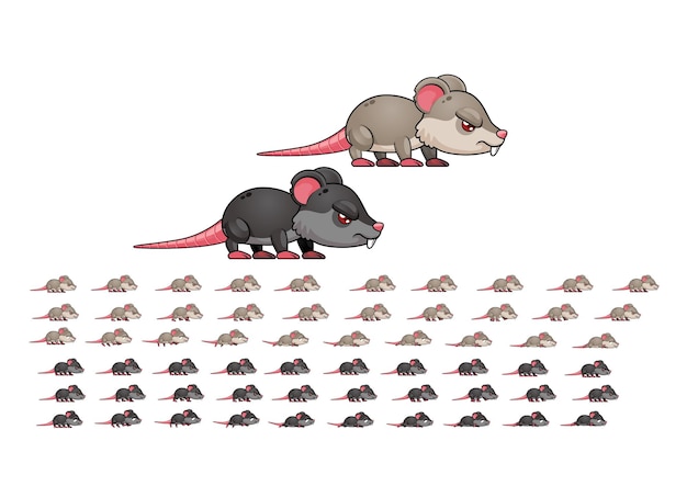 Vector rat monster animated game character sprite