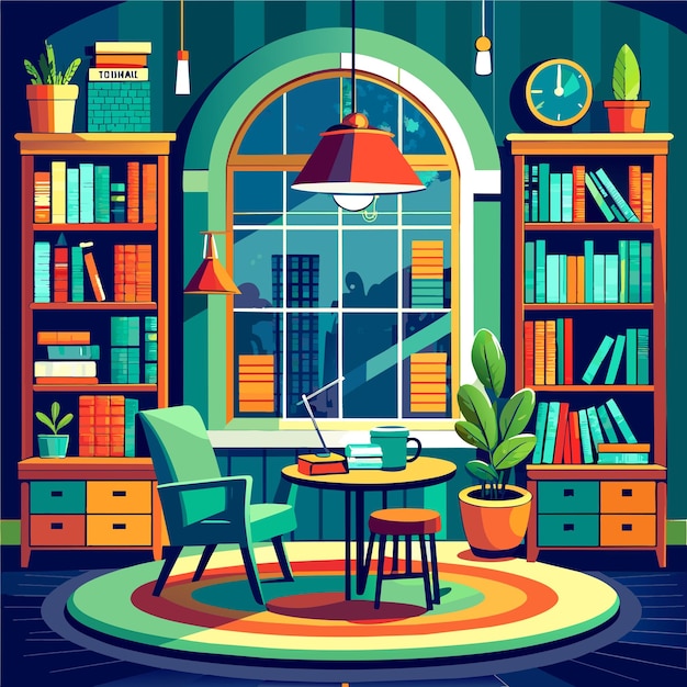 Vector reading room vector illustration or world book day