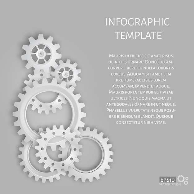 Vector  realistic 3d gears on grey background