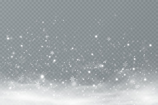 Vector realistic falling snow.christmas background.isolated on transparent background