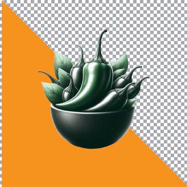 Vector realistic fresh green chilli on transparent background