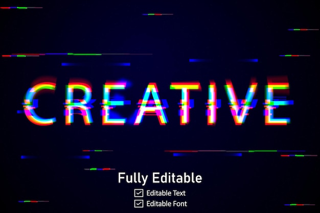 Vector realistic glitch text effect for video game text for editable cyber monad vhs font