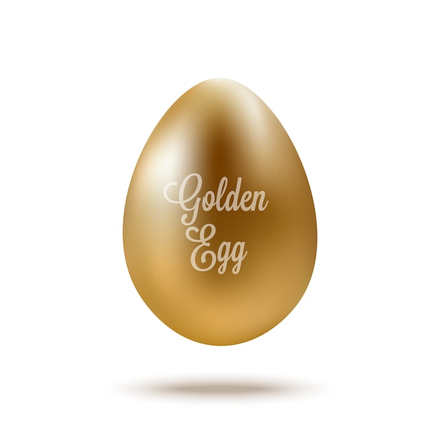 realistic golden egg with text. vector illustration