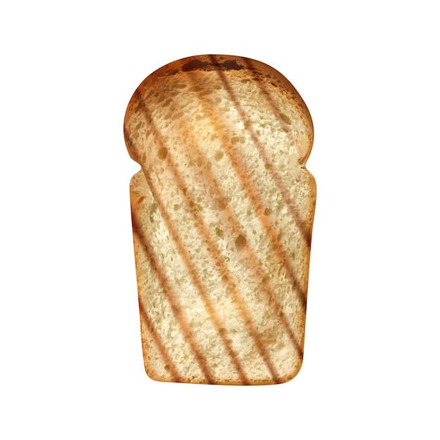Vector realistic icon with slice of grilled bread vector illustration