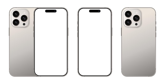 realistic mobile phone devices blank display mockups set of smartphone with triple camera vector
