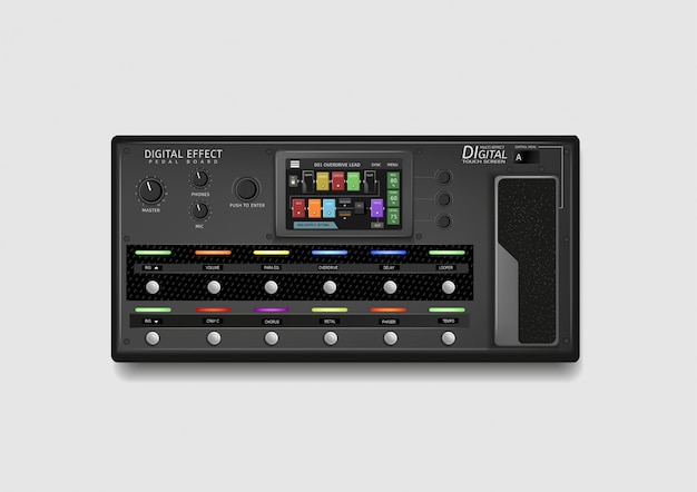 Vector realistic pedal board multi effect guitar   isolated background.