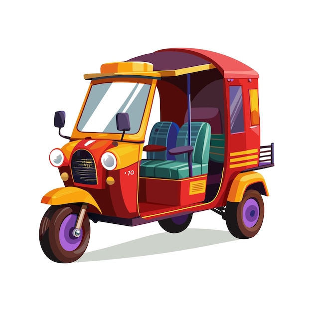Vector realistic rikshaw vector illustration concept