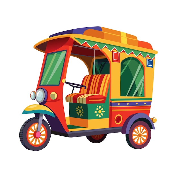 Vector realistic rikshaw vector illustration concept