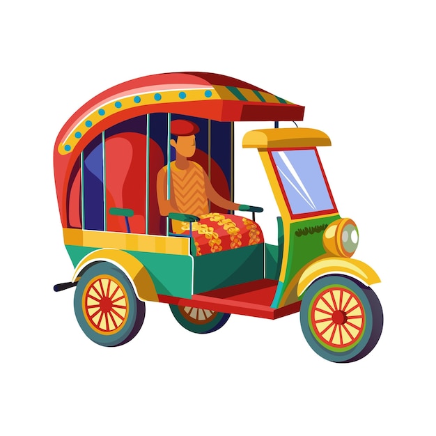 Vector realistic rikshaw vector illustration concept