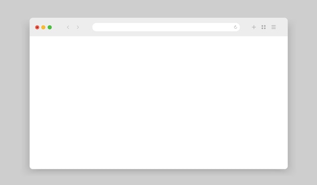 Vector realistic search engine web browser window template with toolbar and shadow