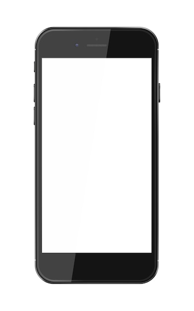 realistic smart phone with blank screen isolated