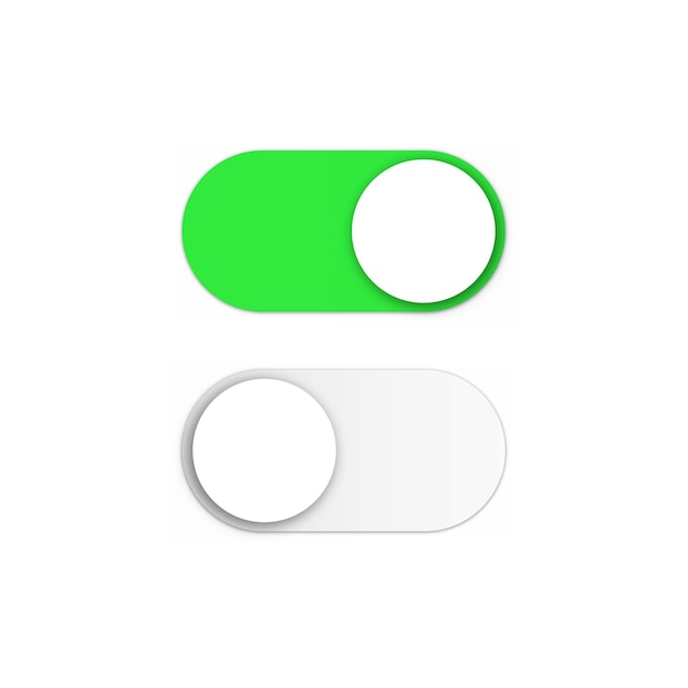 realistic toggle switch buttons on and off for modern devices user interface mockup or template