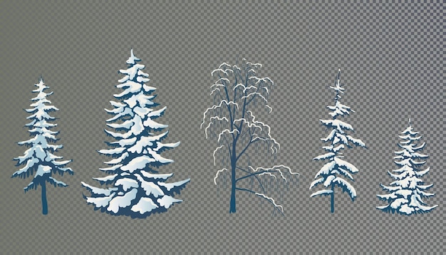Vector realistic vector illustration of a spruce tree in the snow elements for the christmas scene