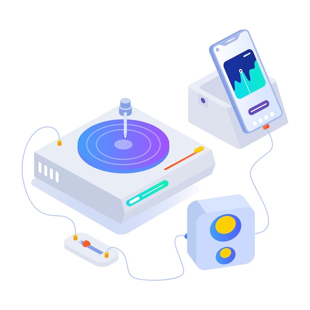 Vector a record player with a record player on it