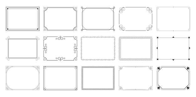 Vector rectangular calligraphic frames set