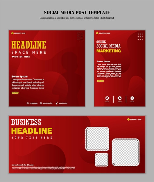 red background social media post template