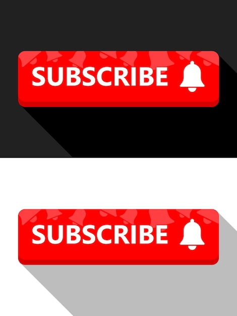 Vector red button subscribe social media bell button illustration