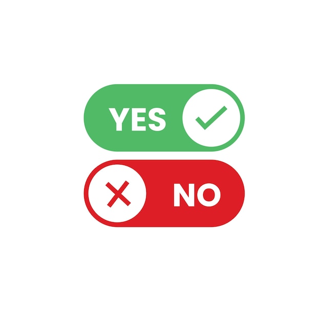 Vector red color cross and green check buttons