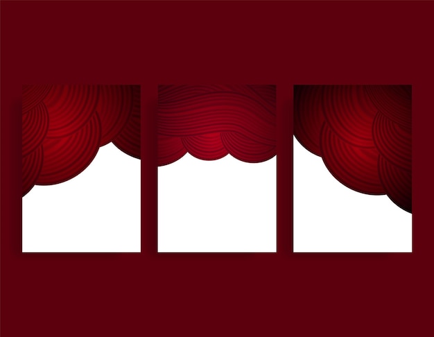 red curtains vector set template