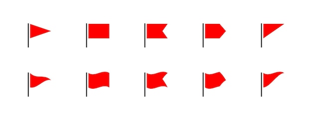 red flag set icon isolated concept of pointer tag and important sign vector illustration