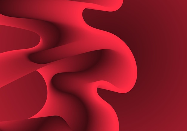 Vector red fluid wave. duotone geometric compositions with gradient 3d flow shape. innovation mode vector
